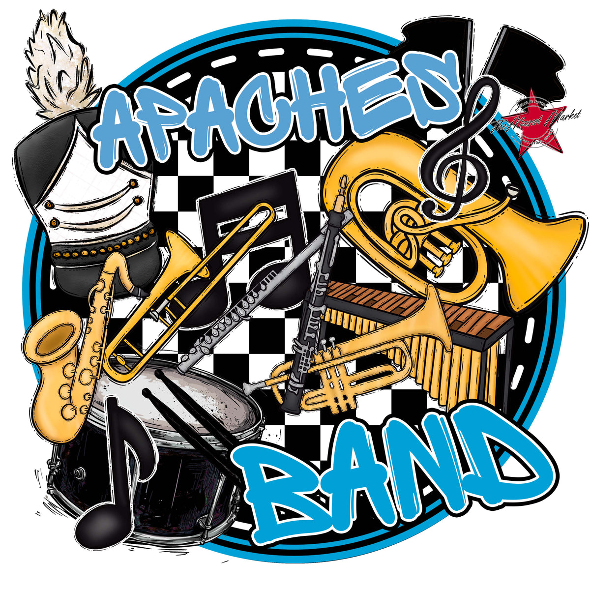 Apaches Circle Band Design-Carolina Blue