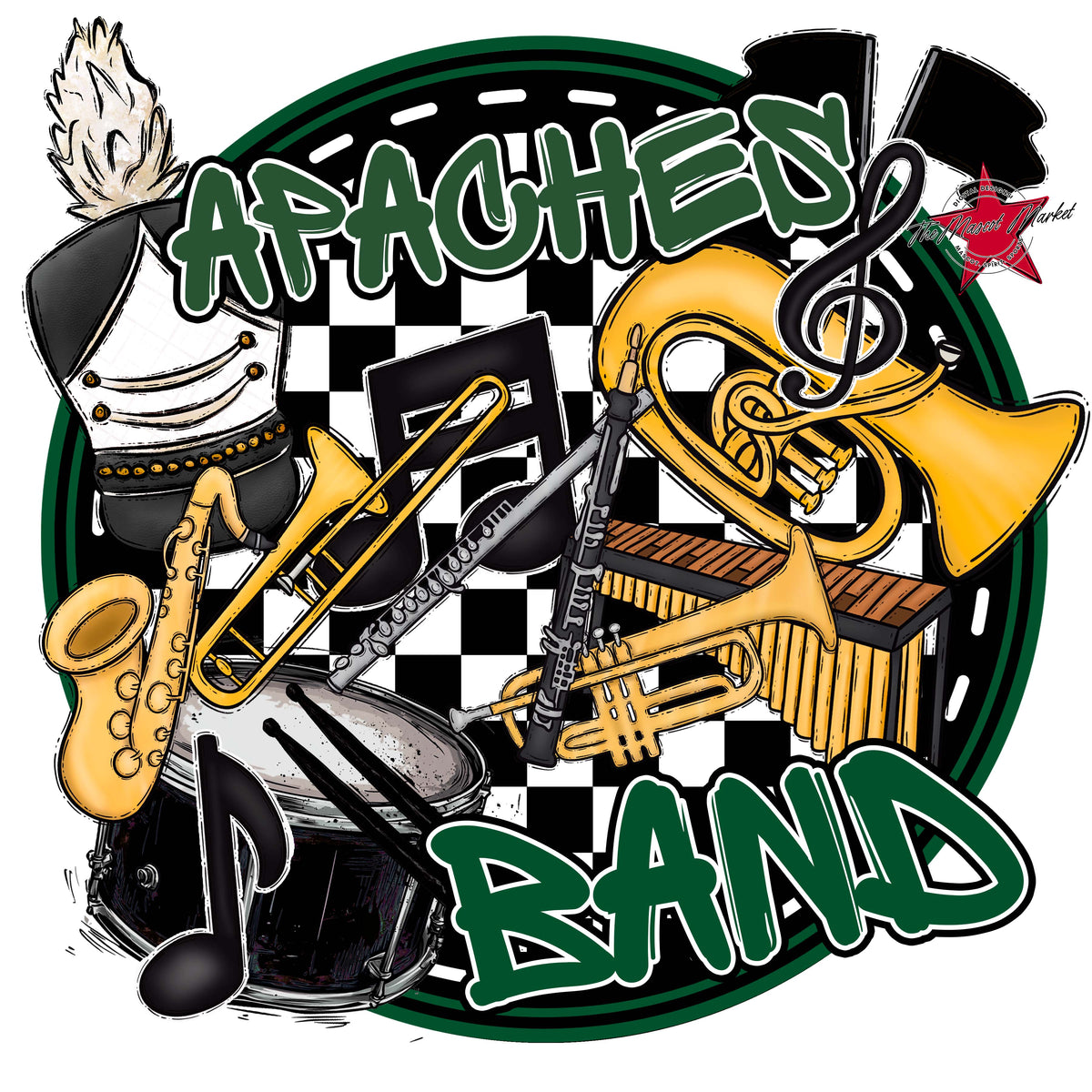 Apaches Circle Band Design-Green