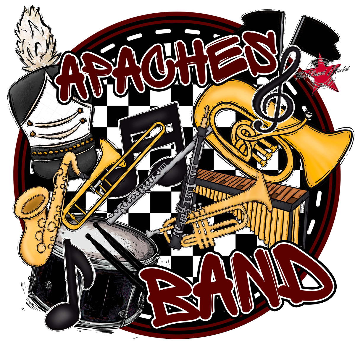 Apaches Circle Band Design-Maroon