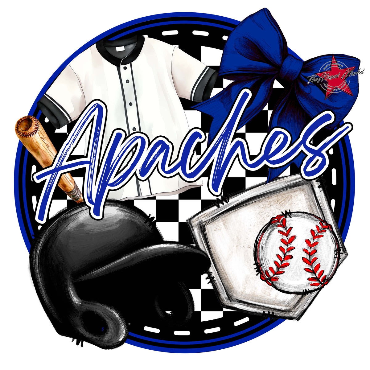 Apaches Circle Baseball Design-Royal Blue