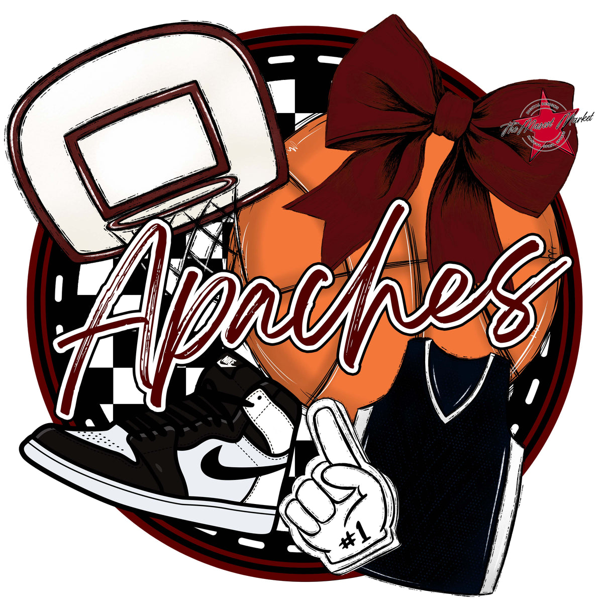 Apaches Circle Basketball Design-Maroon