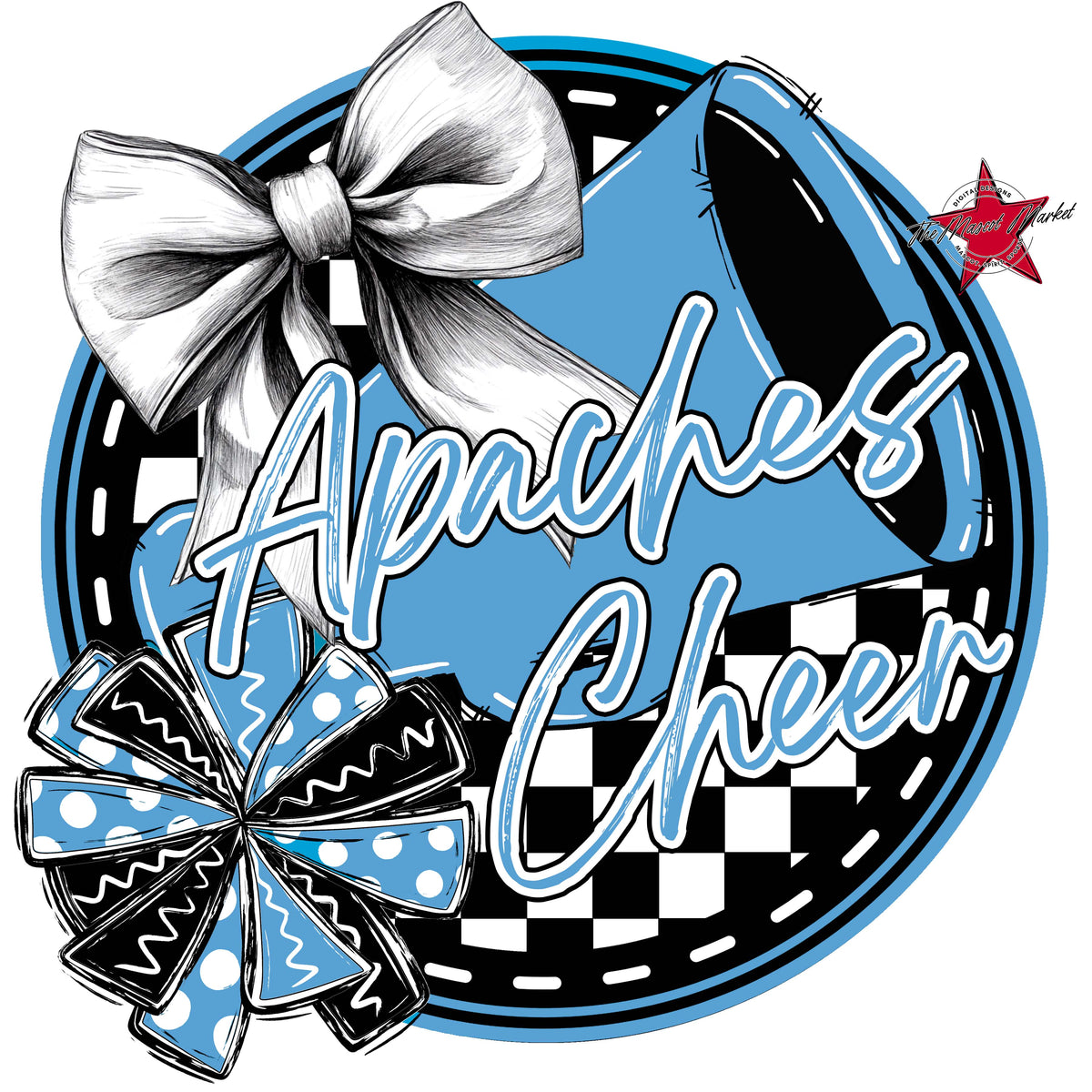 Apaches Circle Cheer Design-Carolina Blue