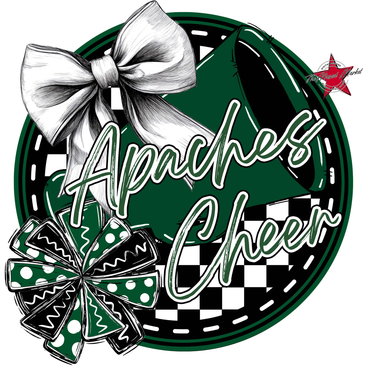 Apaches Circle Cheer Design-Green