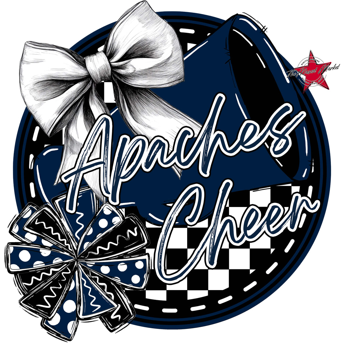 Apaches Circle Cheer Design-Navy