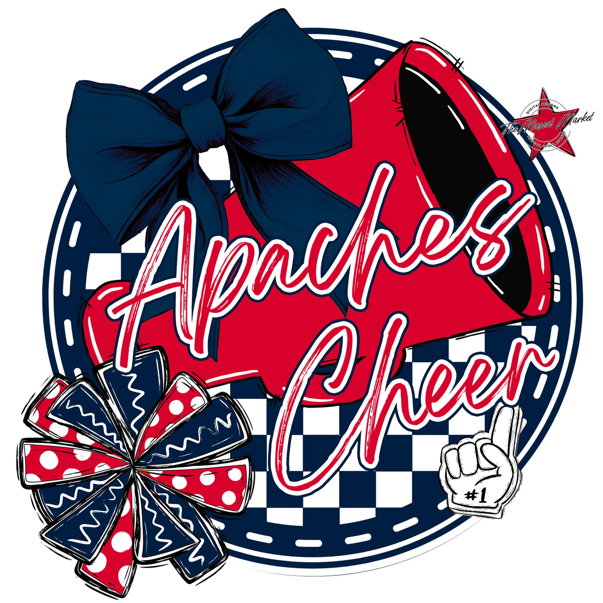 Apaches Circle Cheer Design-Navy & Red