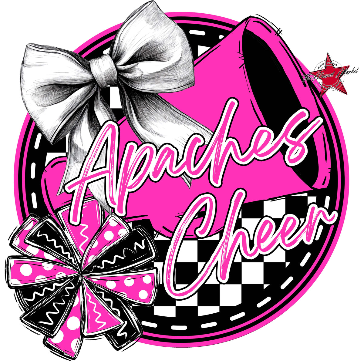 Apaches Circle Cheer Design-Pink