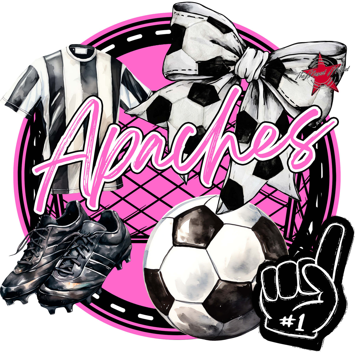 Apaches Circle Soccer Design-Baby Pink