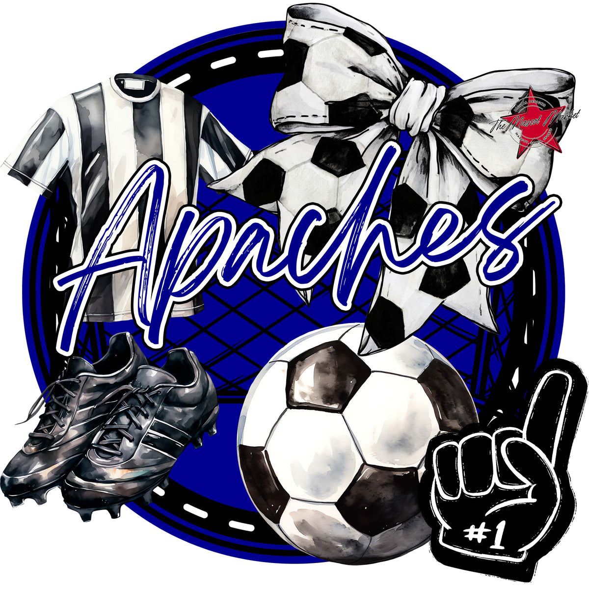 Apaches Circle Soccer Design-Blue