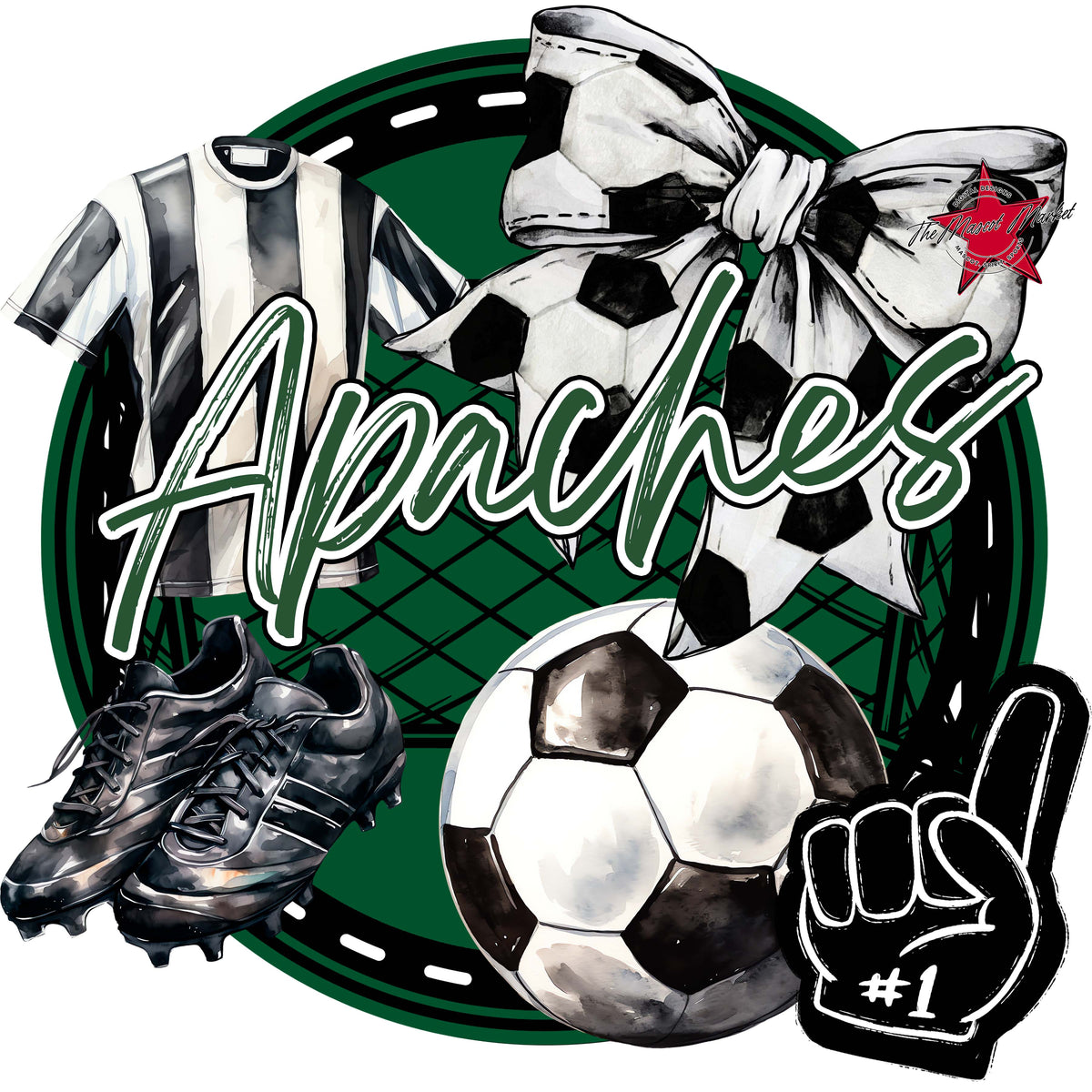 Apaches Circle Soccer Design-Green
