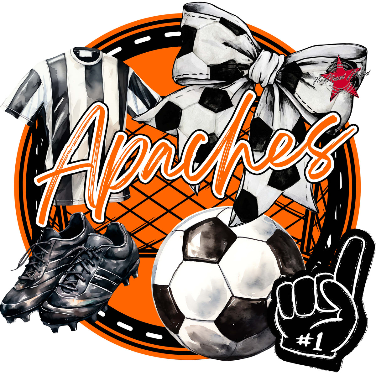 Apaches Circle Soccer Design-Orange