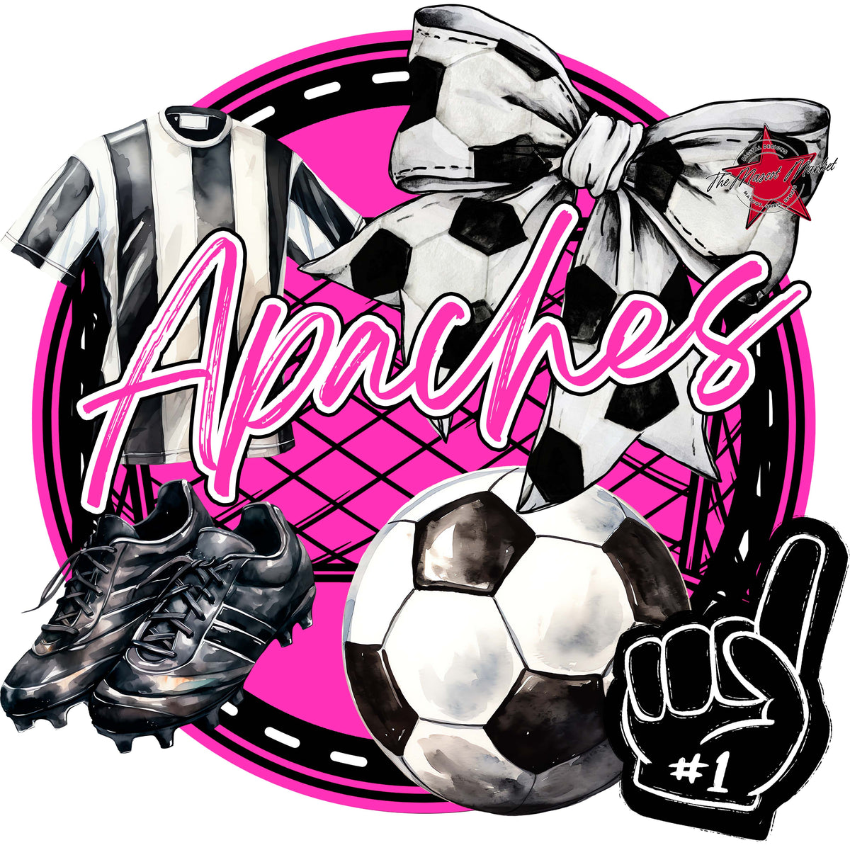 Apaches Circle Soccer Design-Pink