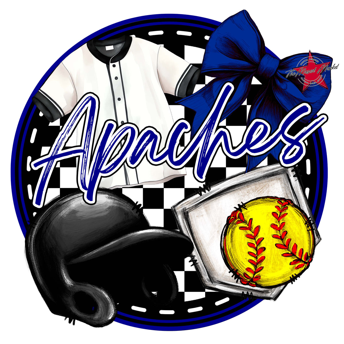 Apaches Circle Softball Design-Blue