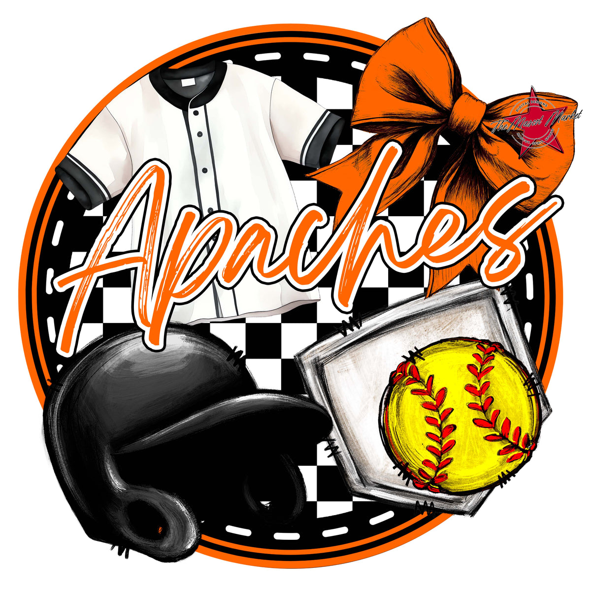 Apaches Circle Softball Design-Orange