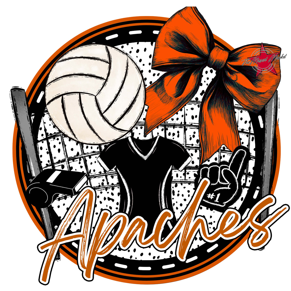 Apaches Circle Volleyball Design-Burnt Orange