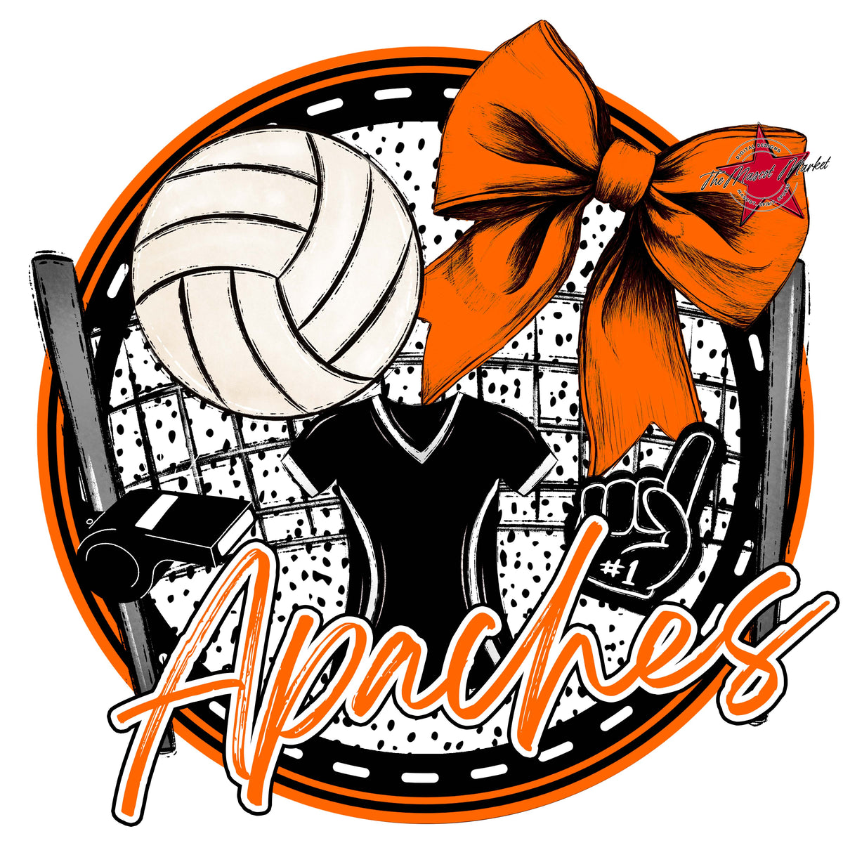Apaches Circle Volleyball Design-Orange