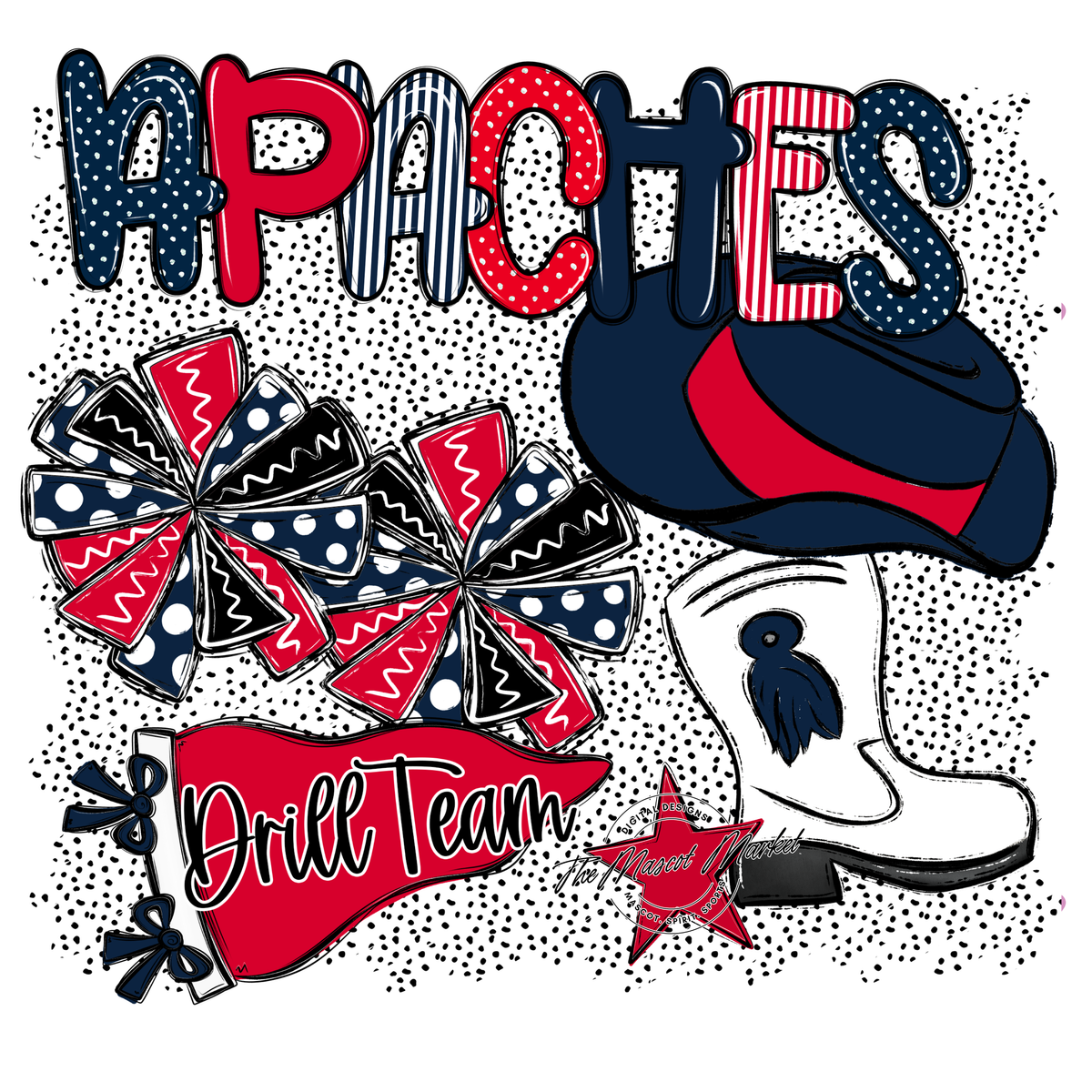 Apaches Drillteam Spirit-Navy & Red