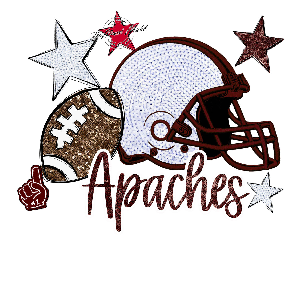 Apaches Embroidered Football Design-Maroon