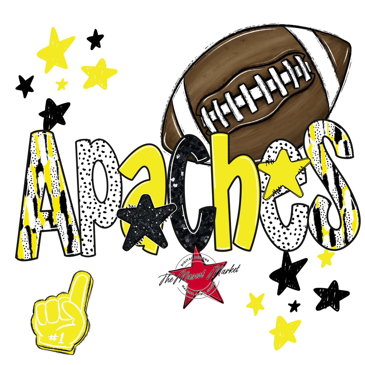 Apaches Football Scrape-Bright Yellow