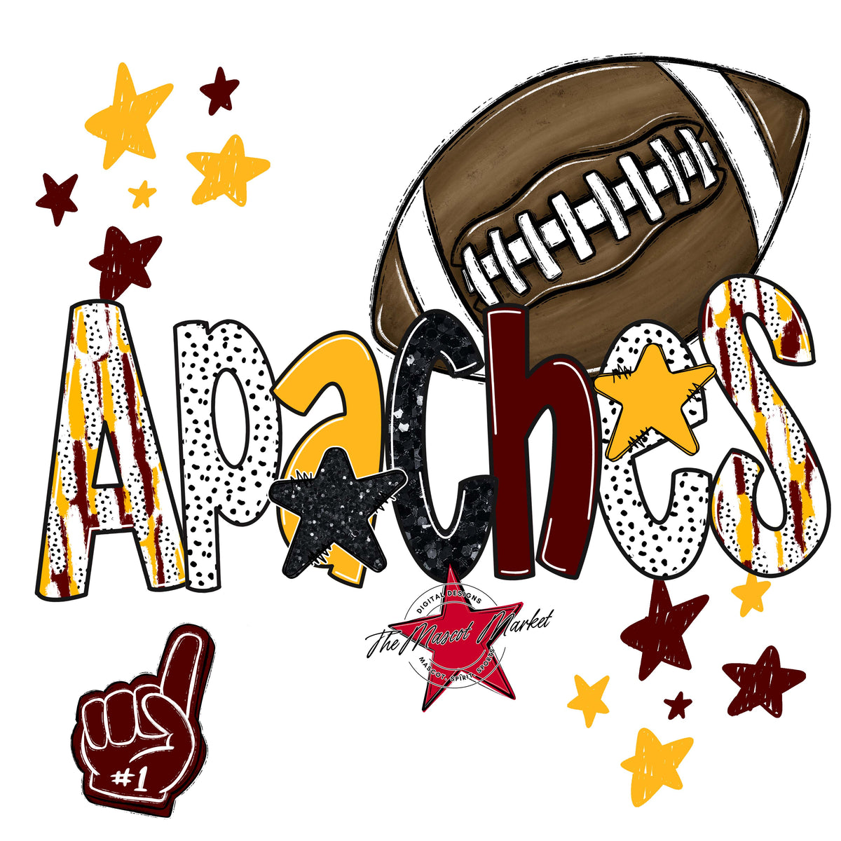 Apaches Football Scrape-Maroon & Yellow