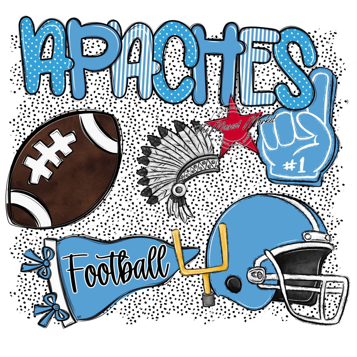Apaches Football Spirit-Carolina Blue