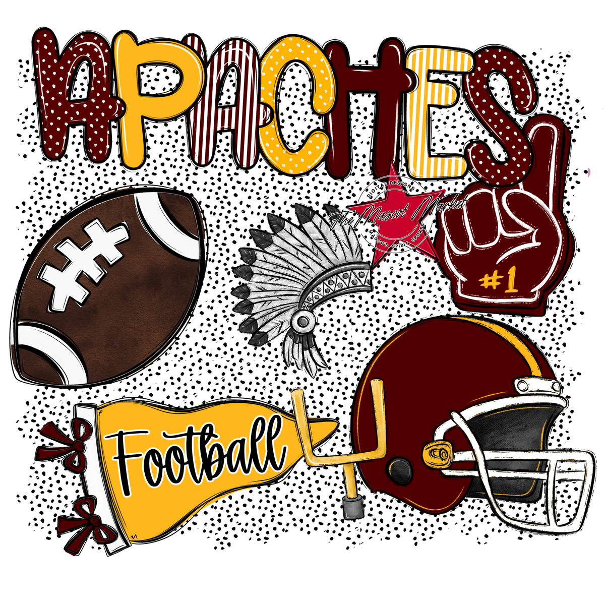 Apaches Football Spirit-Maroon & Yellow
