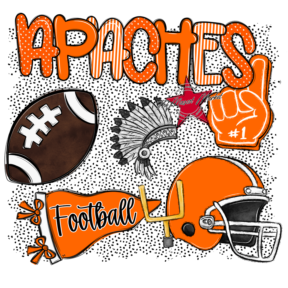 Apaches Football Spirit-Orange