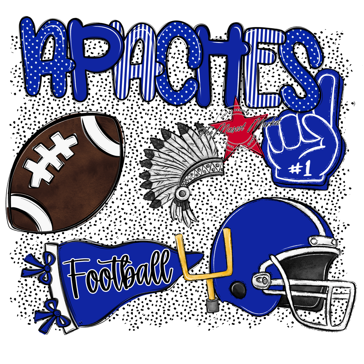 Apaches Football Spirit-Royal Blue