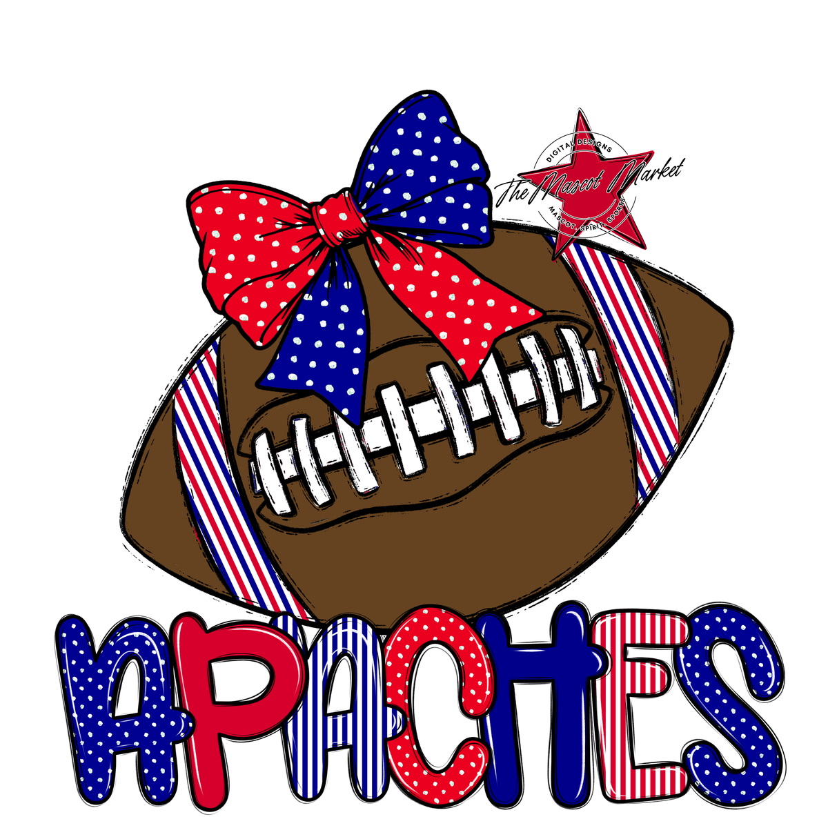 Apaches Football Spirit Design-Blue & Red