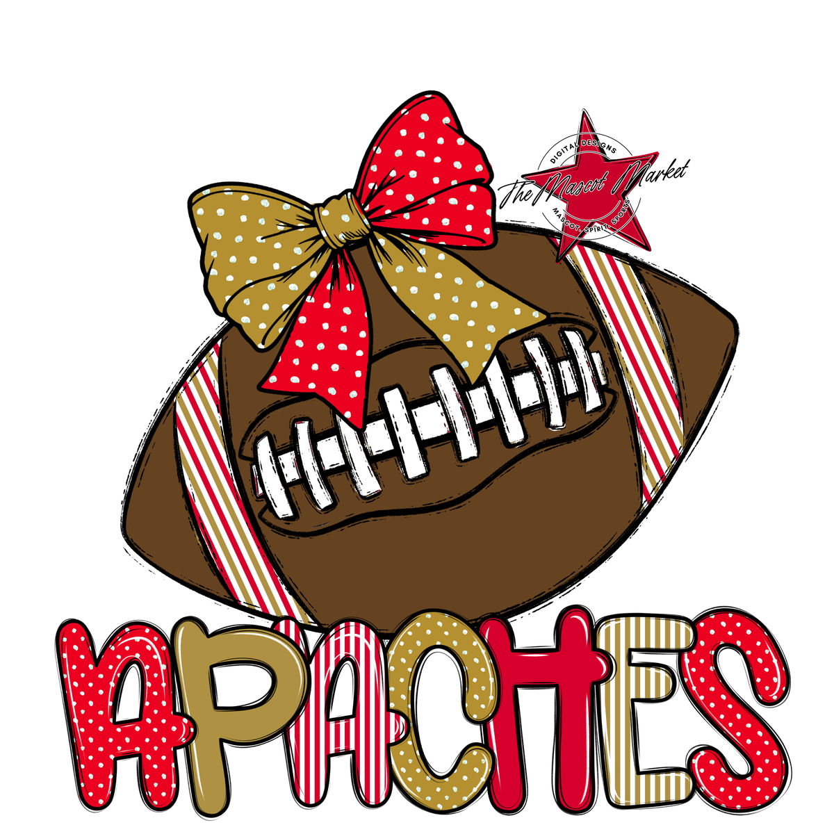 Apaches Football Spirit Design-Red & Gold