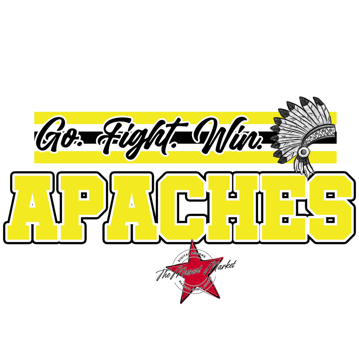 Apaches Go Fight Win Mascot-Bright Yellow