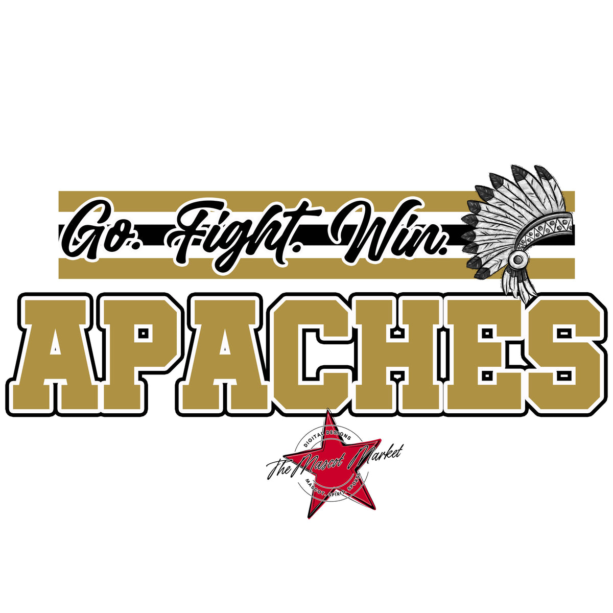 Apaches Go Fight Win Mascot-Gold