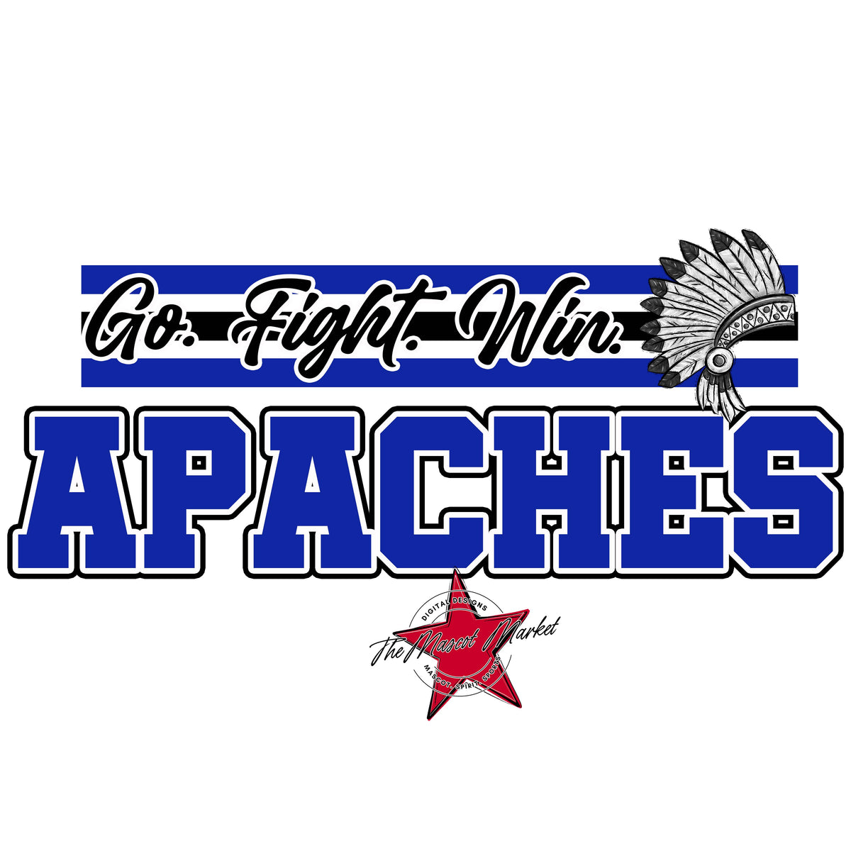 Apaches Go Fight Win Mascot-Royal Blue