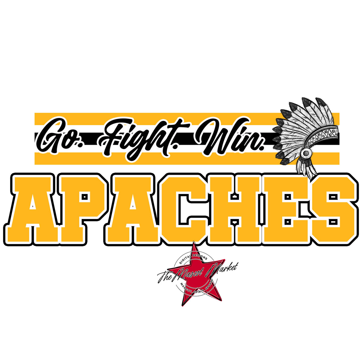 Apaches Go Fight Win Mascot-Yellow