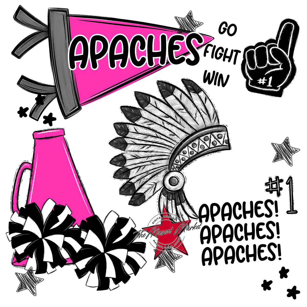Apaches Mascot Spirit Design 2-Pink