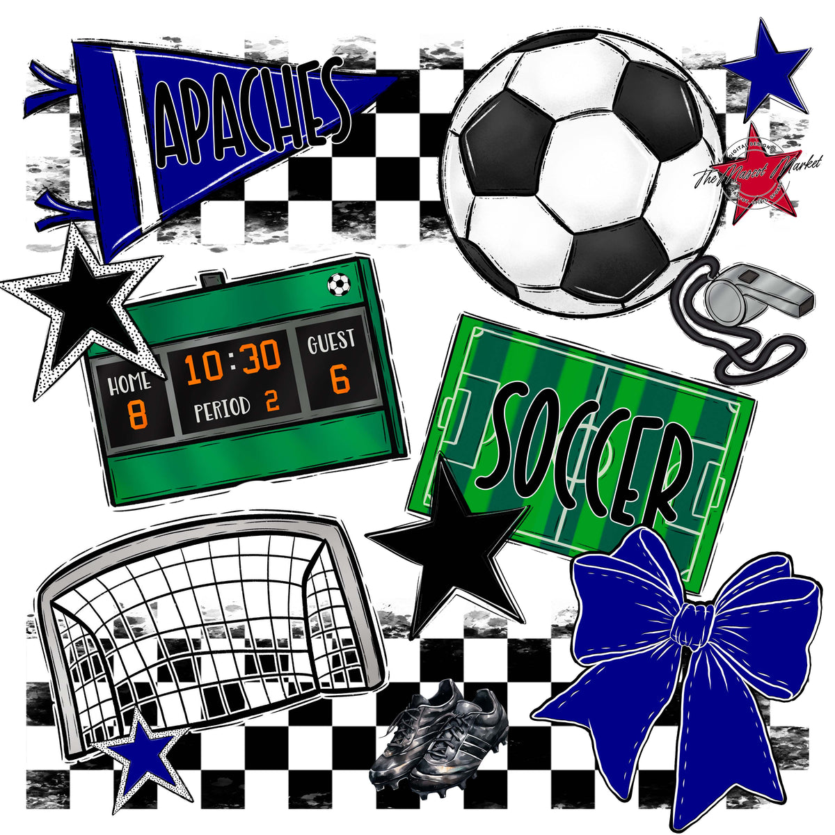 Apaches Soccer Checkers Design-Blue