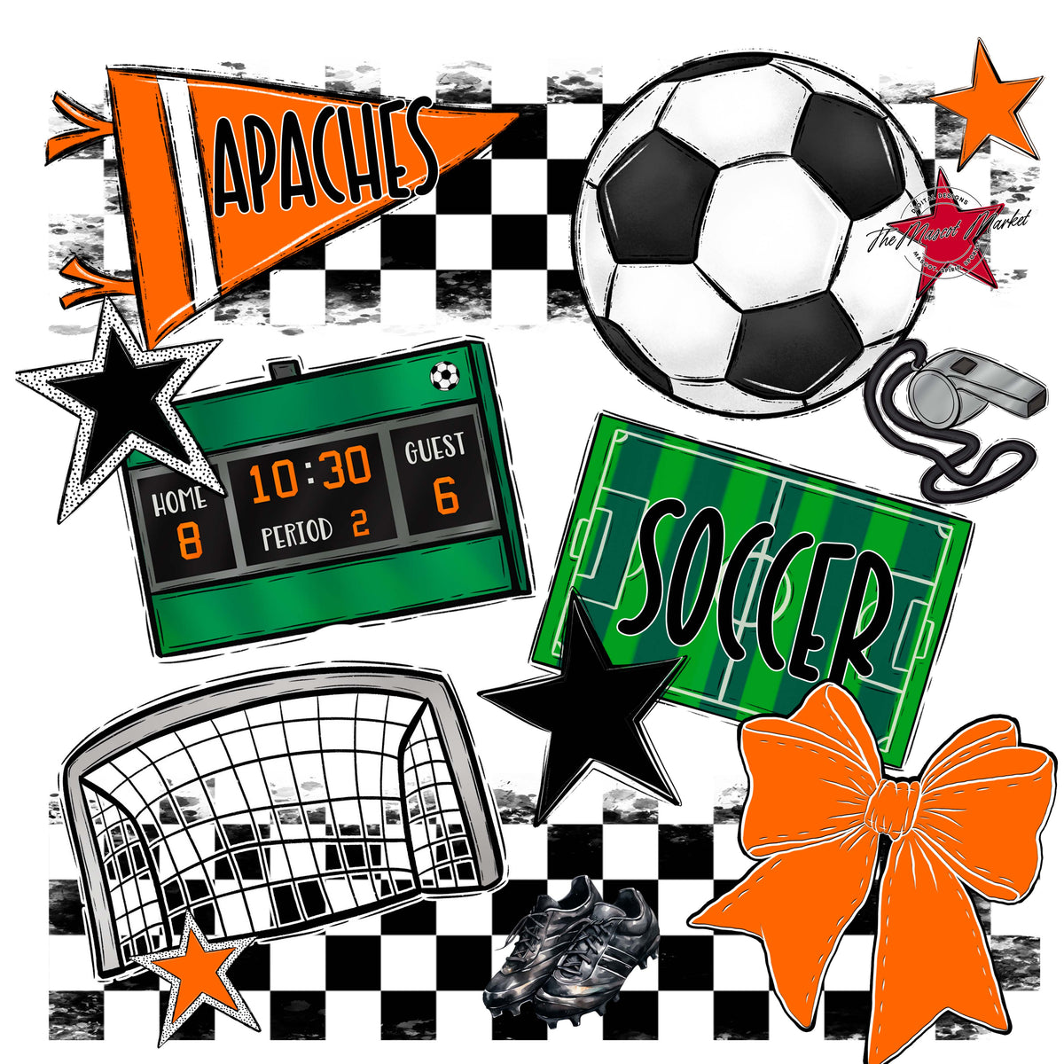 Apaches Soccer Checkers Design-Orange