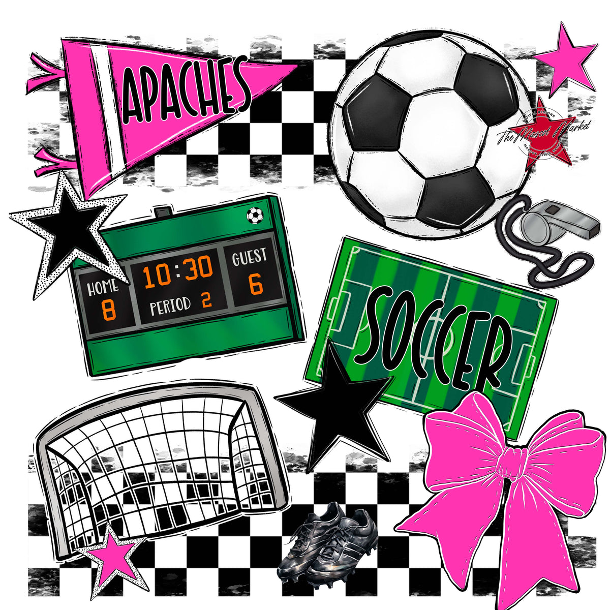 Apaches Soccer Checkers Design-Pink