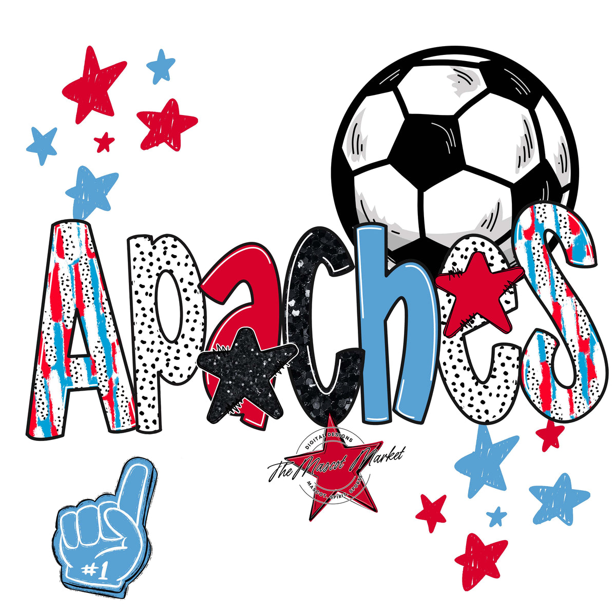 Apaches Soccer Scrape-Carolina Blue & Red