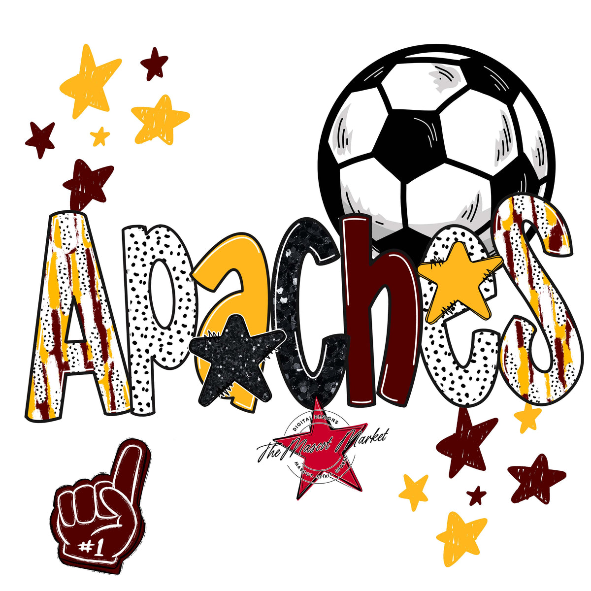 Apaches Soccer Scrape-Maroon & Yellow