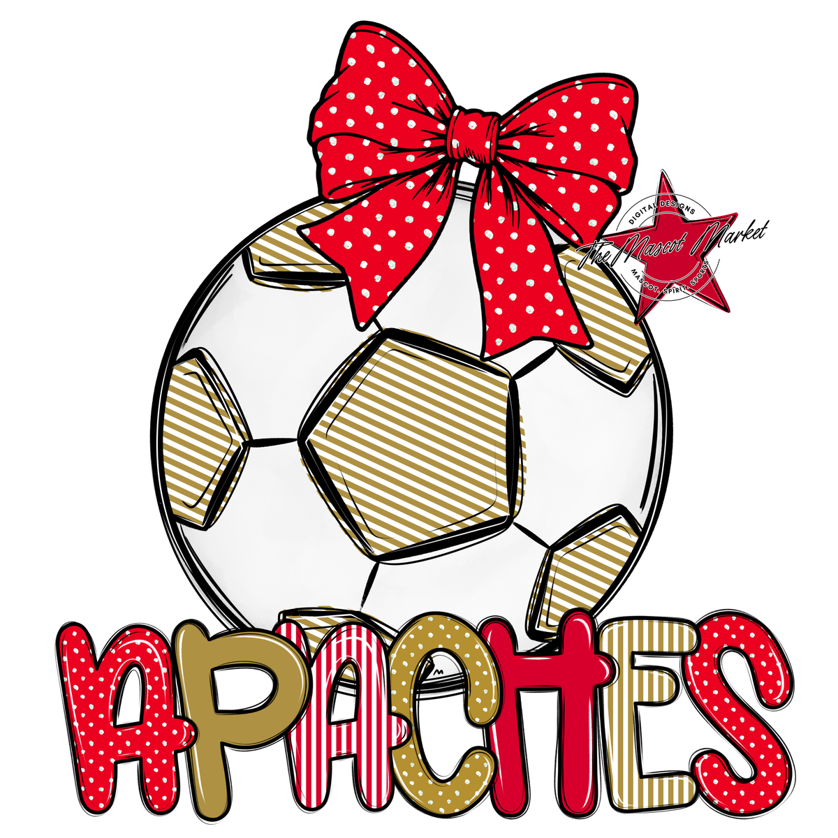 Apaches Soccer Spirit Design-Red & Gold