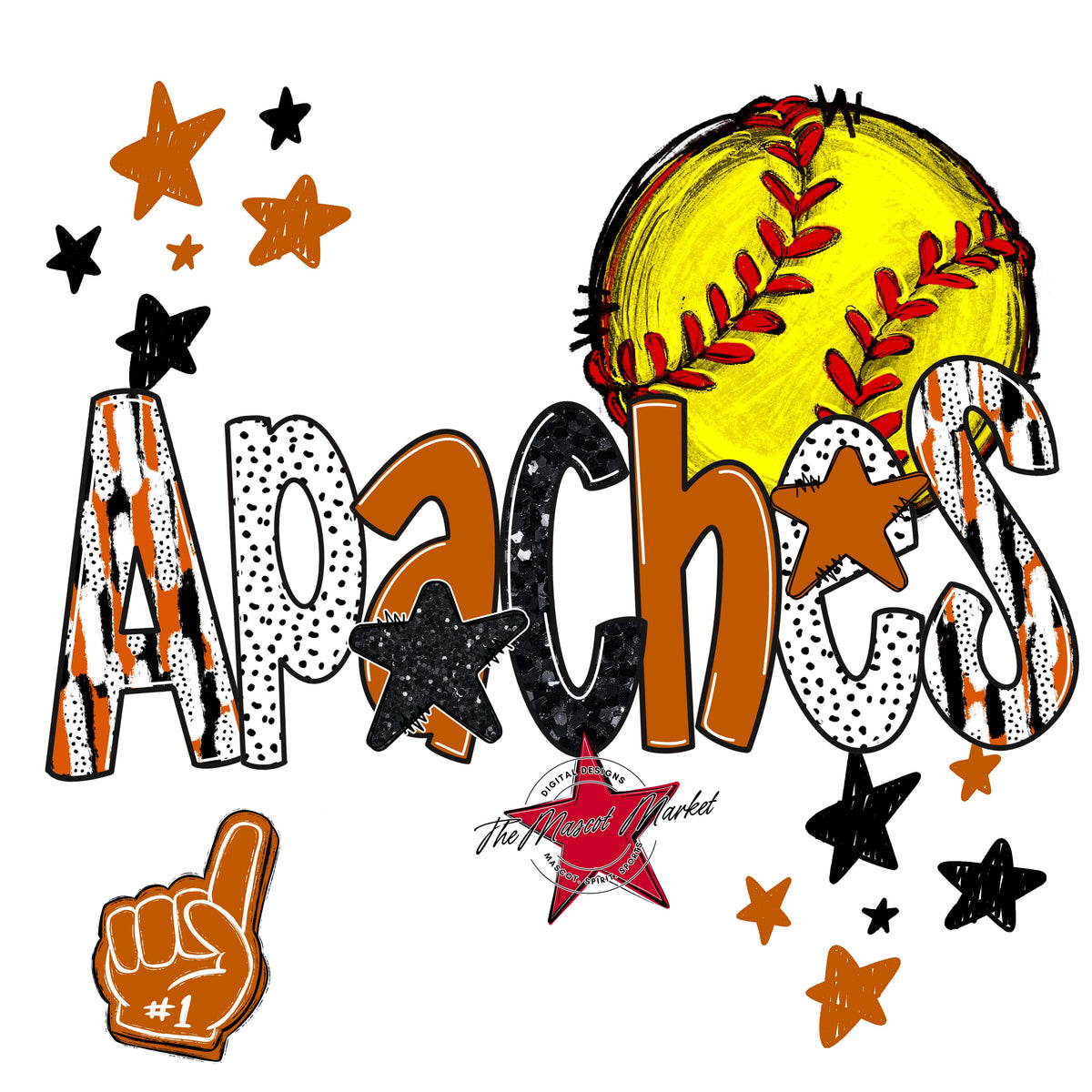 Apaches Softball Scrape-Burnt Orange