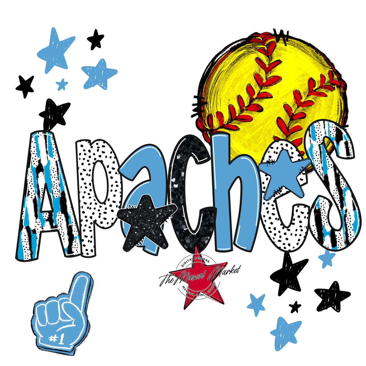 Apaches Softball Scrape-Carolina Blue
