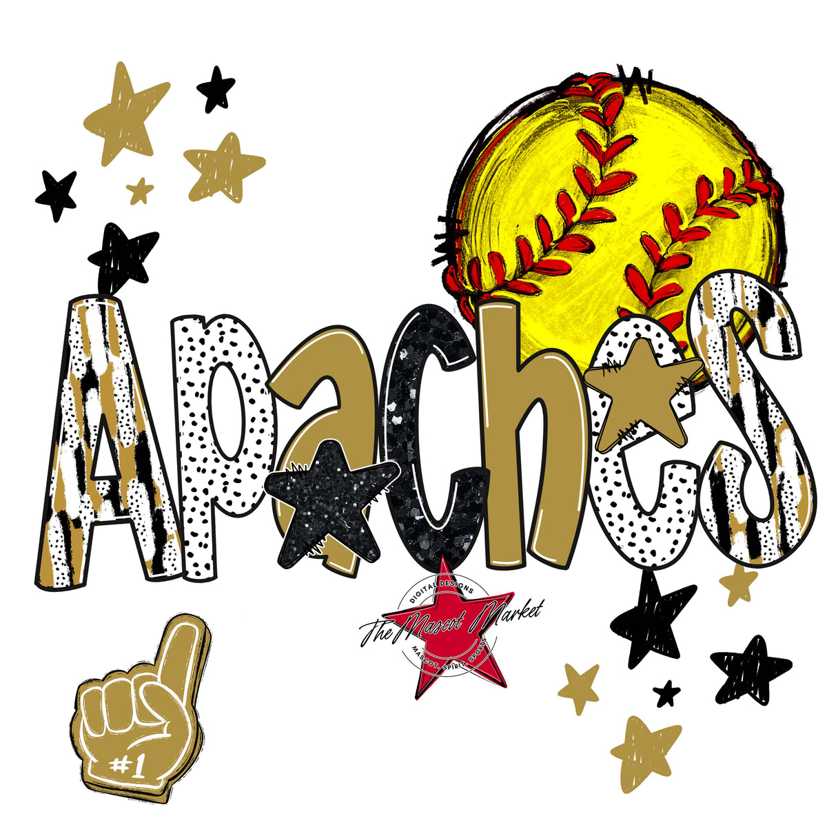 Apaches Softball Scrape-Gold