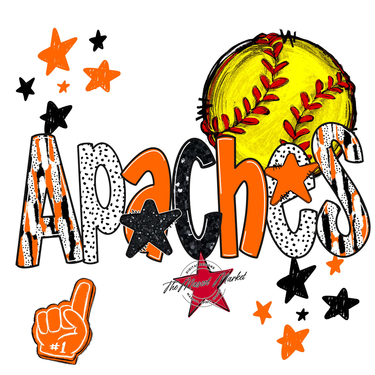 Apaches Softball Scrape-Orange