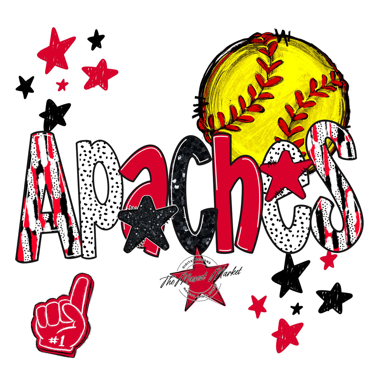 Apaches Softball Scrape-Red