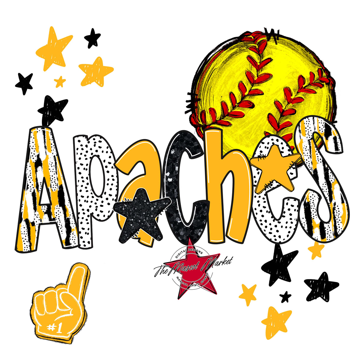Apaches Softball Scrape-Yellow
