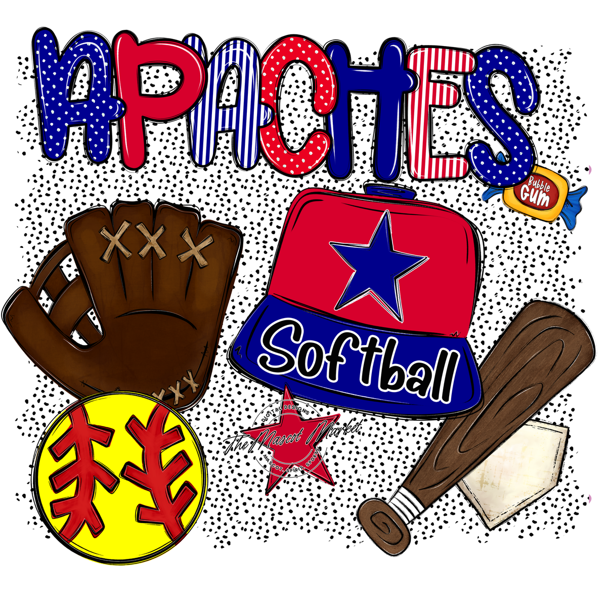 Apaches Softball Spirit-Blue & Red