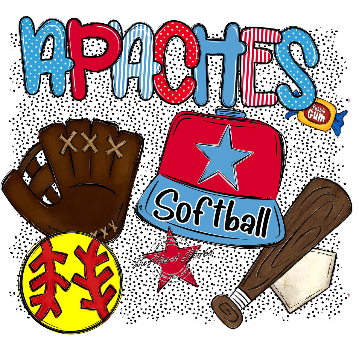Apaches Softball Spirit-Carolina Blue & Red