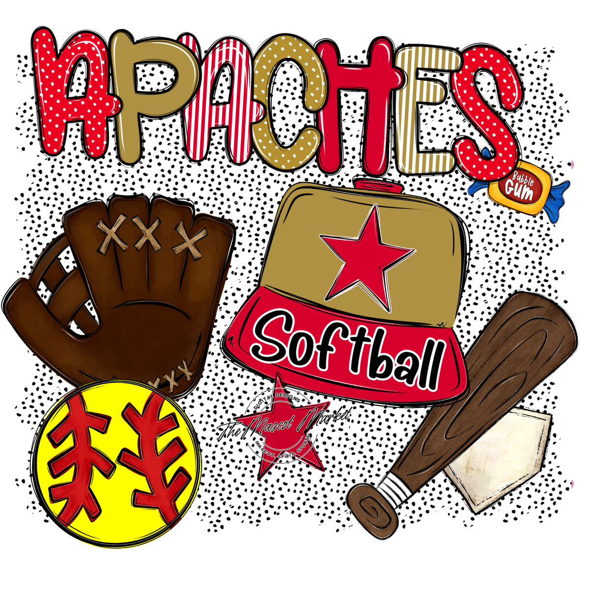 Apaches Softball Spirit-Red & Gold