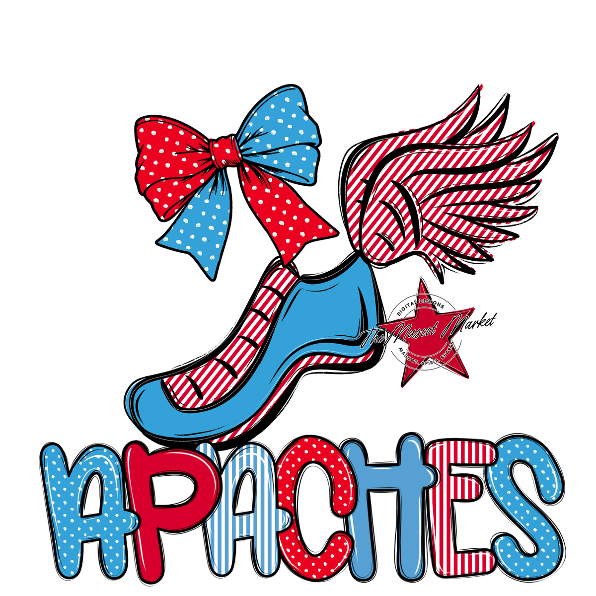 Apaches Track Spirit Design-Carolina Blue & Red